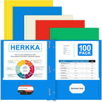 Two Pocket Folder, HERKKA 100 Pack 2 Pocket Folders by HERKKA
