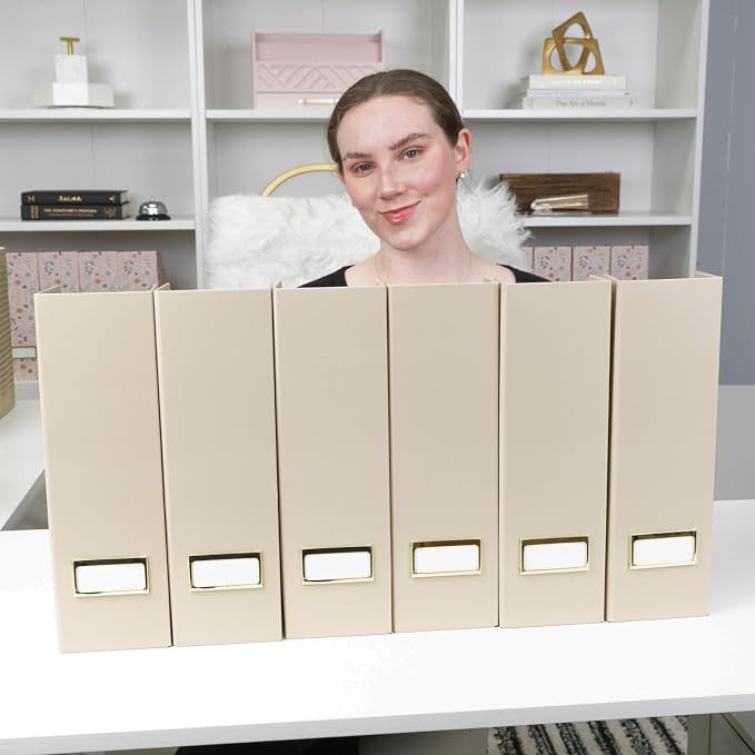 BLU MONACO | Set of 6 Foldable Taupe Magazine File Holders - Image 3