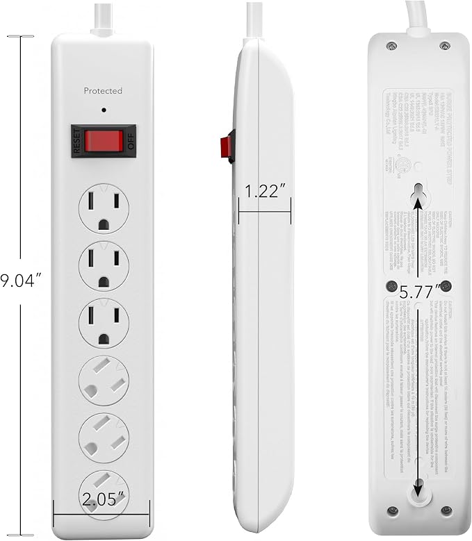 BN-LINK 6-Outlet Power Strip Surge Protector 1-Pack, 4-Foot Extension Cord - Image 6