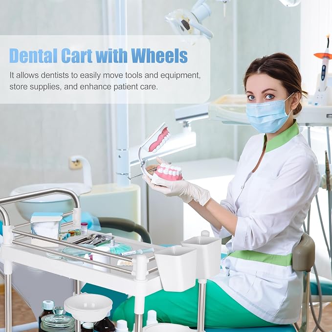 Mobile Utility Cart with Wheels Professional Medical Trolley Cart 220 Lbs Load - Image 4
