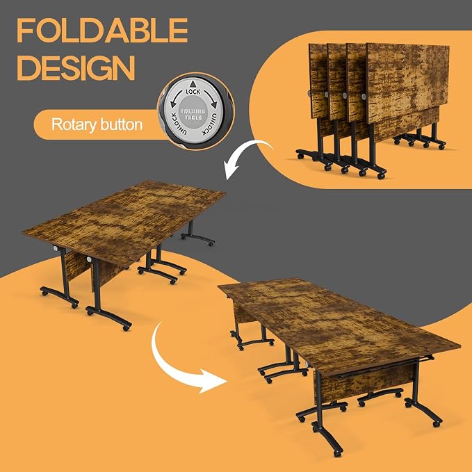 Folding Conference Table 4ft 5ft, Foldable Office Meeting Desk - Image 3