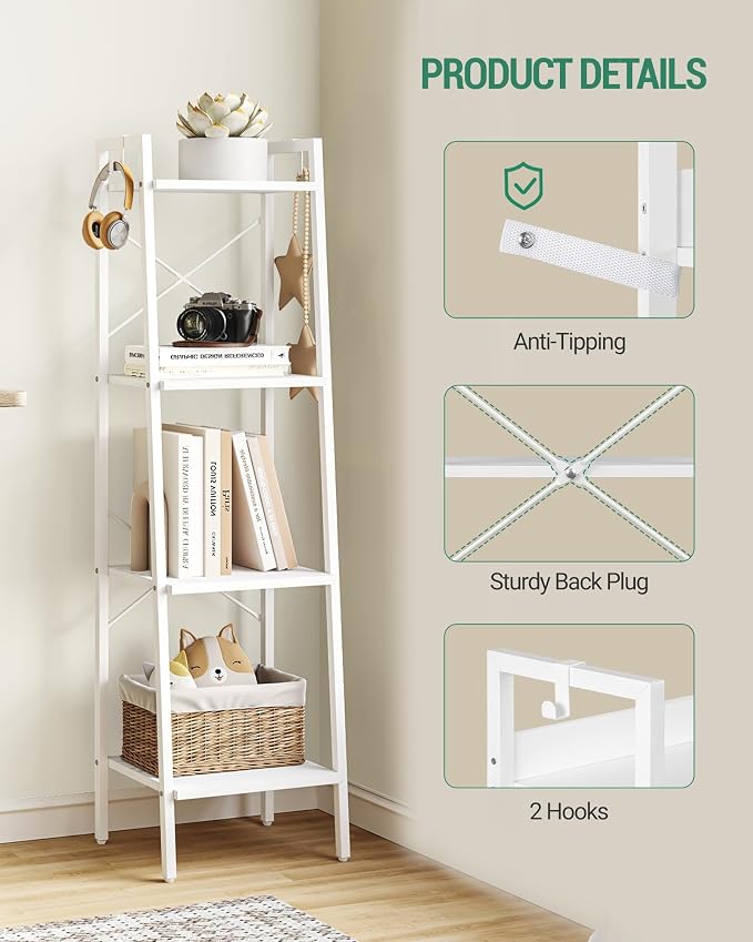 Hzuaneri Ladder Shelf, Bookshelf Bookcase, Freestanding Corner Storage Shelve - Image 3