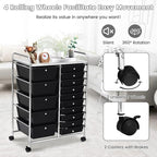 COSTWAY 15 Drawer Rolling Storage Cart, Utility Tools Paper Organizer on Wheels - Image 6
