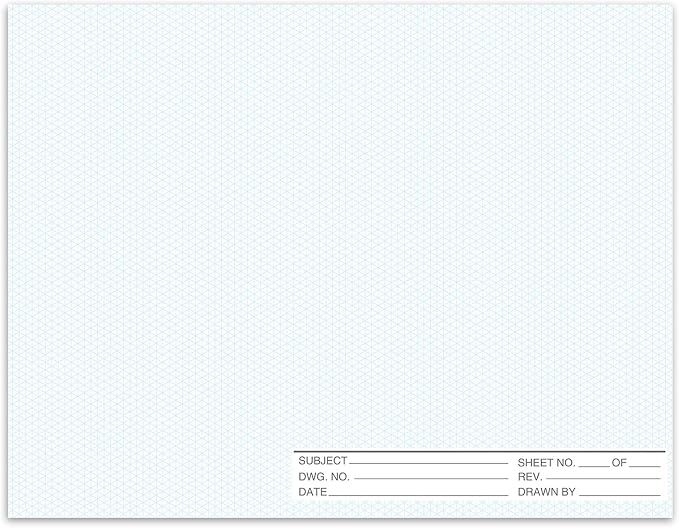1 Pack 50 Sheets 22" x 17" Isometric Graph Paper Pad Landscape by gisgfim