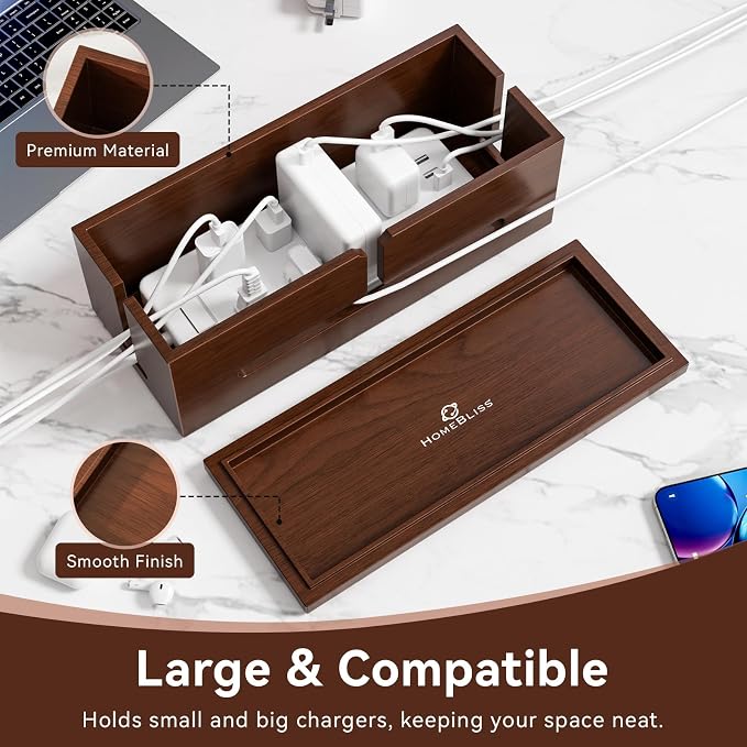 HomeBliss Large Cable Management Box-Stylish Wire Organizer, Wire Concealer and - Image 2