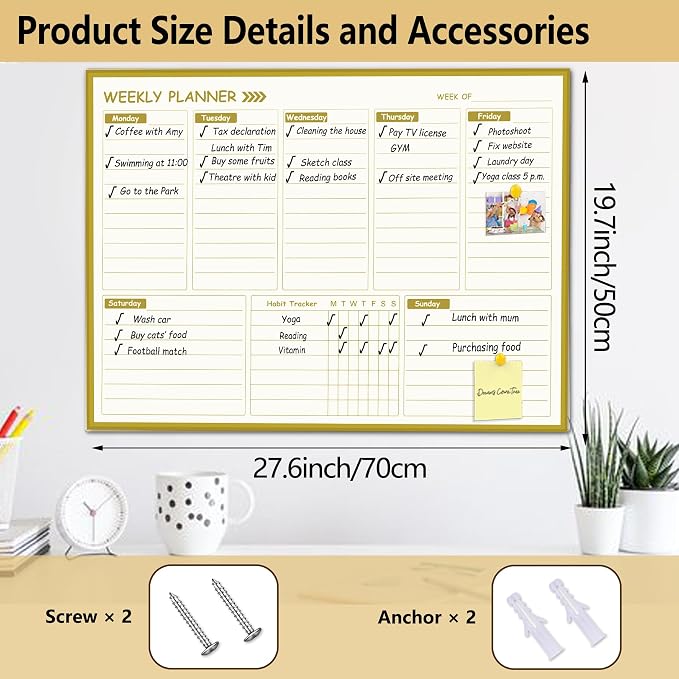 Large Weekly Dry Erase Board for Wall - Image 2