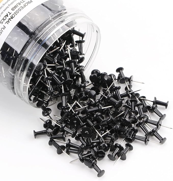 Yalis Black Push Pins 600 Count, Standard Dark Thumb Tacks - Image 2