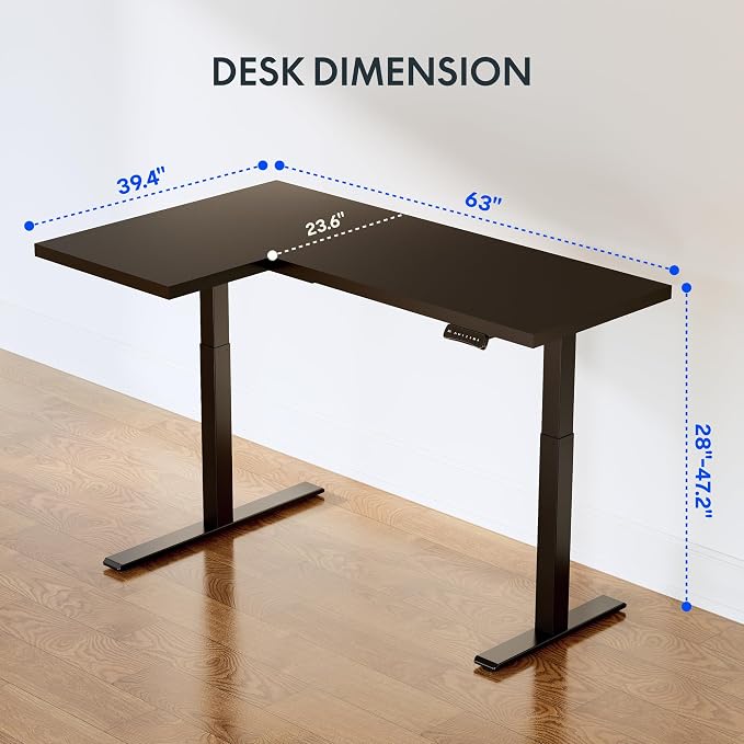 FLEXISPOT 63 inch L-Shaped Standing Desk, Electric Height Adjustable Desk - Image 3