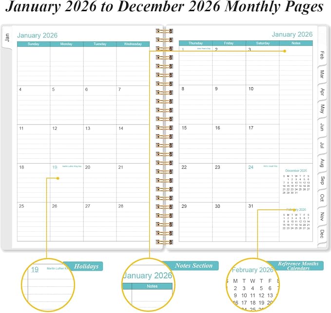 2026 Planner - A5 Weekly & Monthly Planner Spiral Bound, January 2026 - - Image 4