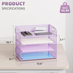 Marbrasse 4 Tier Paper Organizer Letter Tray - Image 3