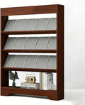LHIUGE 4-Layer Brochure Display Rack, Freestanding Wooden Magazine Rack by LHIUGE