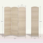 HOMCOM 3 Panel Room Divider, Hand-Woven Freestanding Wall Partition - Image 7