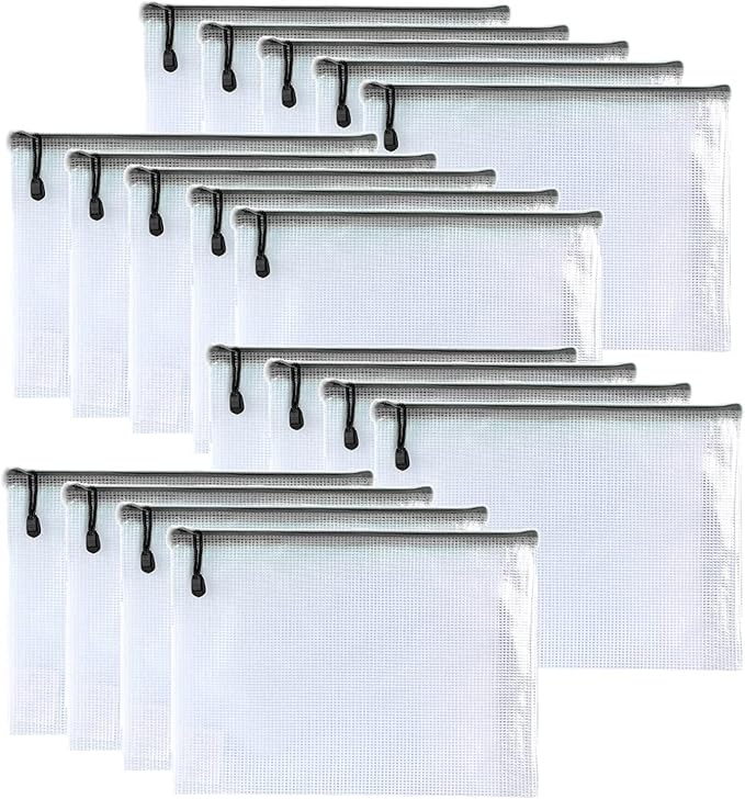 Oaimyy-18PCS-12 x 16 Inches-Mesh Zipper Pouch, Plastic Zip File Folders Puzzle by Oaimyy
