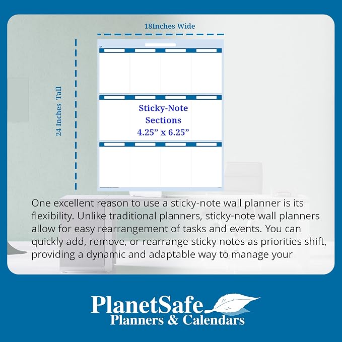 Sky Blue 12 Section Task, Objective and Goals Planning System Vertical 24" Tall - Image 3