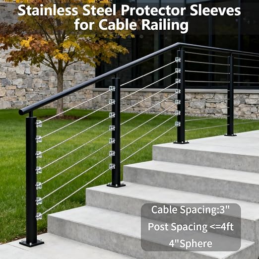 120 Pack Cable Railing Protector Sleeves, T316 Stainless Steel Protective - Image 2