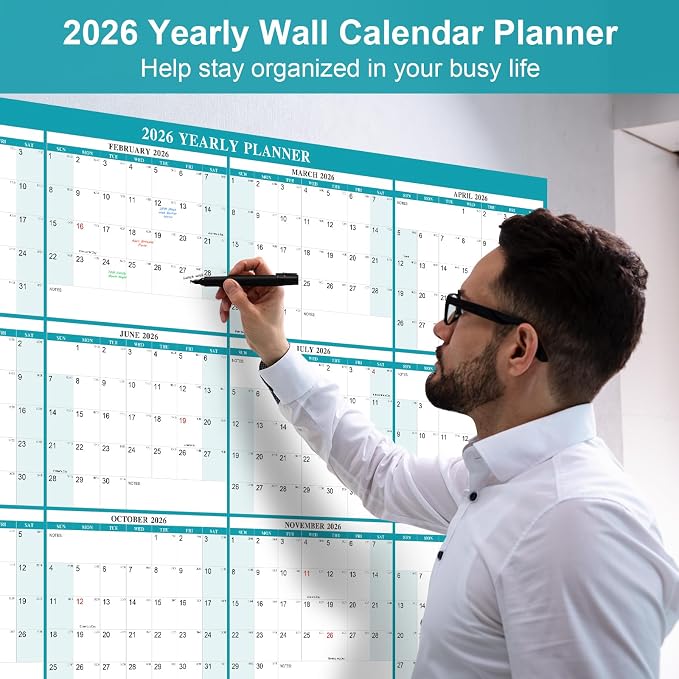 32" x 48" Exellewis 2026 Wall Calendar Erasable, Wet & Dry Erase Large - Image 3
