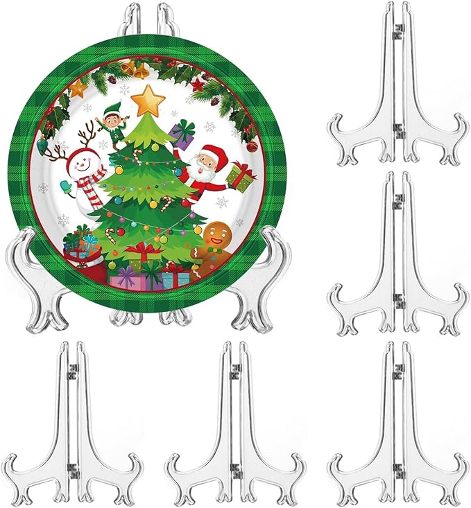 LonlyEagle 6 Pack 9 Inch Clear Plastic Easels or Stand/Plate Holders to Display by LonlyEagle