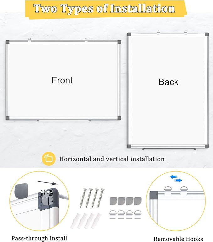 AMUSIGHT Double-Sided Magnetic Whiteboard, Aluminum Frame White Board - Image 6