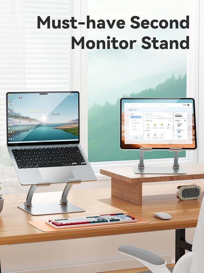 tounee Tablet Holder Stand, Dual Rod Adjustable Aluminum Desktop Stand - Image 4