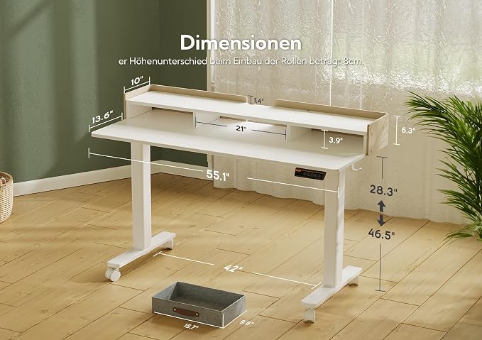 Claiks Standing Desk with Drawers, Stand Up Electric Standing Desk Adjustable - Image 3