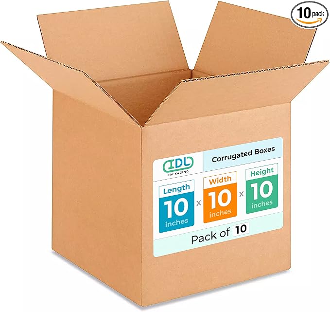 Medium Cube Moving & Shipping Boxes 10x10x10 inches by IDLPackaging