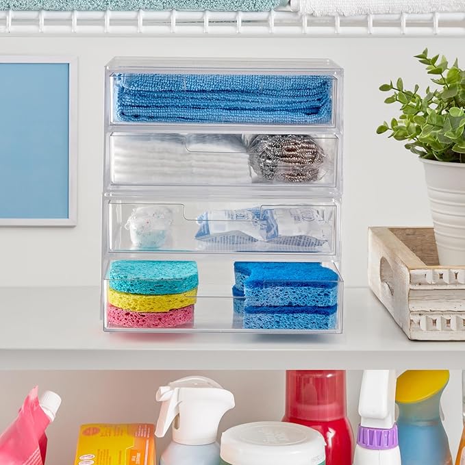 STORi Chloe Space-Saving Clear Drawer Organizer Sort Office, Beauty Supplies - Image 6