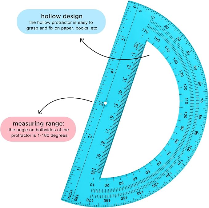 Zonon 100 Pack 6 Inch Plastic Protractor Christian Charity Donation 180 Degrees - Image 3