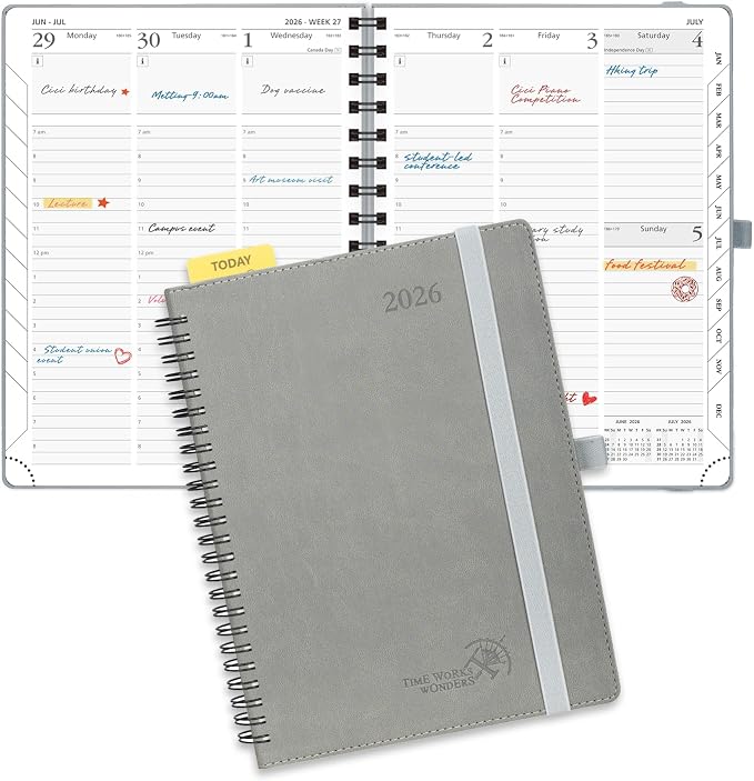 POPRUN 2026 Planner with Hourly Schedule, Vertical Layout by POPRUN