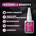 Super Glue Liquid, Instant Clear Cyanoacrylate Medium Thick Viscosity Adhesive - Image 2
