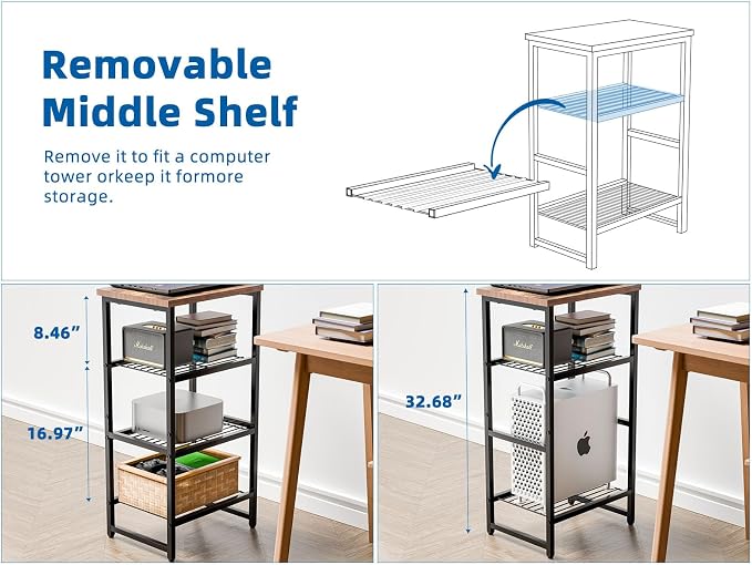 GEORIS 4 Tier Printer Stand, Spacious Floor Mount, Industrial, Printer Table - Image 3