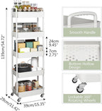 Sywhitta 5-Tier Plastic Rolling Utility Cart - Image 3