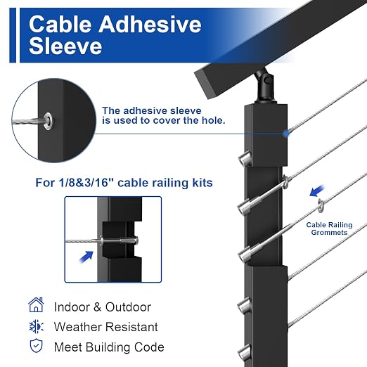 BLIKA 20Pack Cable Railing Adhesive Sleeves - Image 4