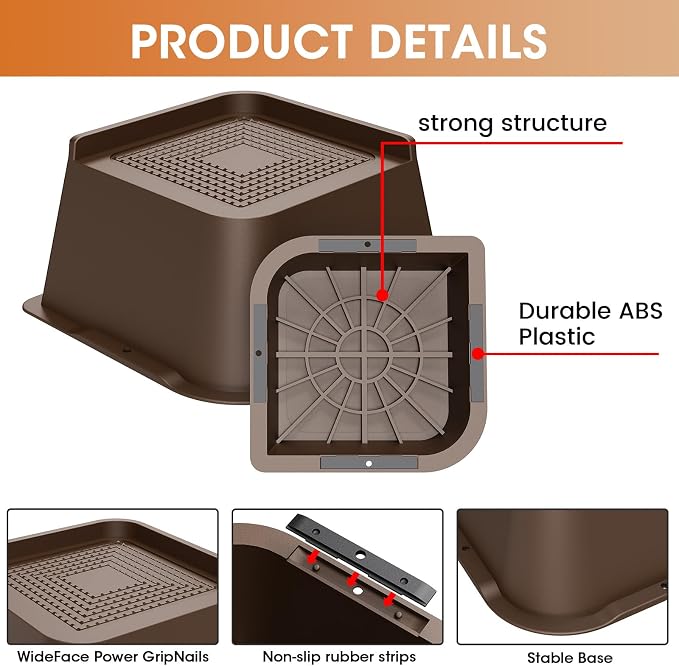 MXMZHXU Bed Risers 2 inch, 3 inch, 4 inch, 6 inch or 8 inch Heavy Duty - Image 5