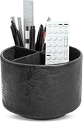 Hennaja Round Leather Art Supply Organizer, Remote Control Holder, 360 Degree by Hennaja