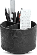 Hennaja Round Leather Art Supply Organizer, Remote Control Holder, 360 Degree by Hennaja