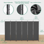 Helios&Hestia 6-Panel 6 ft Tall Indoor Folding Room Divider, Portable Privacy - Image 6