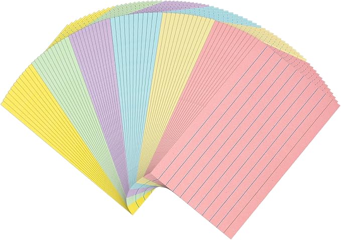 300Pcs Colored Index Cards 5x8, Goefun Lined Flashcards, 6 Color Notecards by Goefun