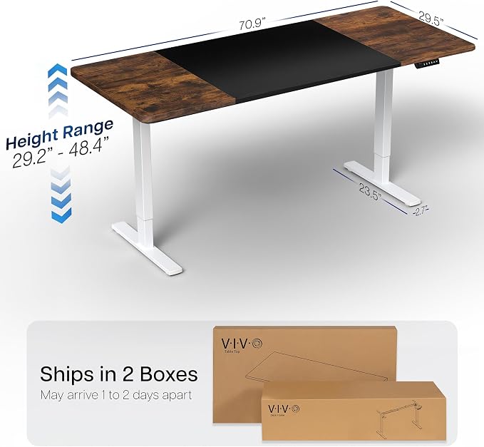 VIVO Electric 71 x 30 in Rustic Standing Desk, Memory Height Adjustment - Image 4