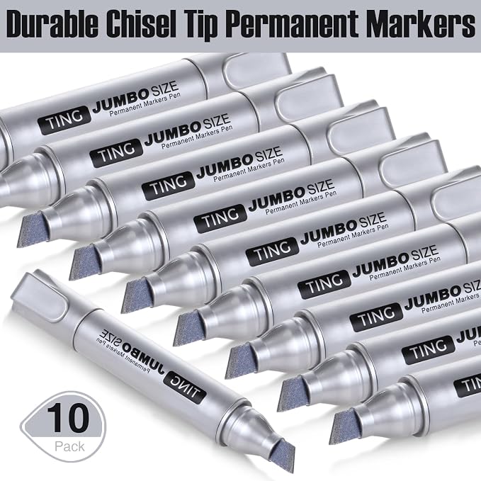 Fuutreo 10 Pack Jumbo Permanent Markers Bulk Large Chisel Tip Permanent Markers - Image 4