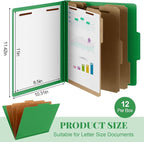 Skyygemm 12 Pcs Classification Folders Letter Size, 3 Divider Pressboard File - Image 2
