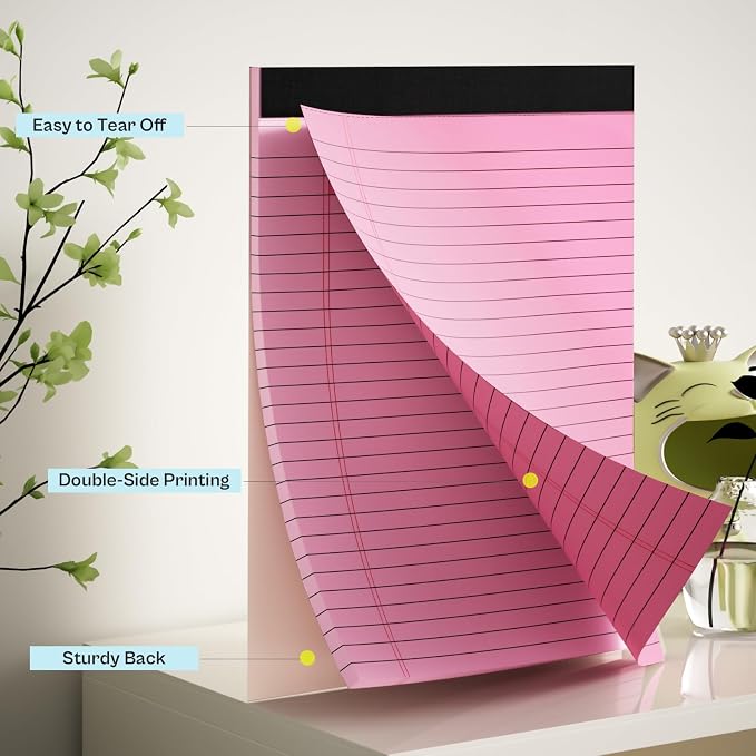 2 Pcs Legal Pads 8.5 x 11 Pink Note Pads 8.5 x 11 Notepad 8.5 x 11 Micro - Image 3