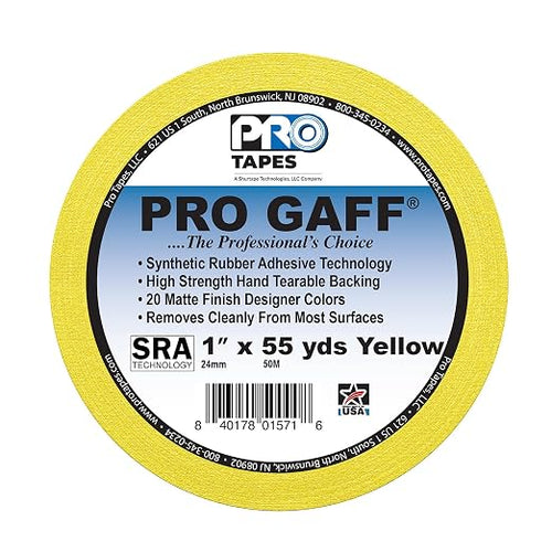 1" Pro Gaff Gaffers Tape 55 yards length yellow matte. Premium Heavy-Duty - Image 2