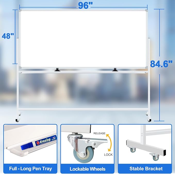 96"x48" Large Magnetic White Board Dry Erase Whiteboard - Image 2