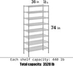 Regal Altair 18" Deep x 36" Wide x 74" Height Wire Shelving Kit | 8-Tier | NSF - Image 3