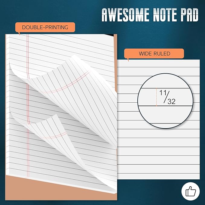 White Legal Note Pads 8.5''x 11'', 6 Pack Legal Paper Note Pads, Micro - Image 3