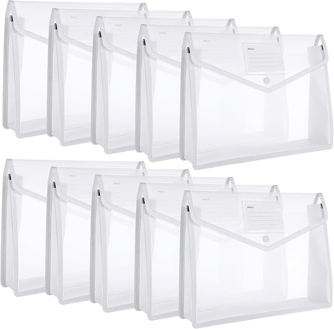 10 Pieces Plastic File Folders Envelope Expanding File Wallet Organizer by Epakh