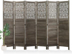 Svimi Folding Room Divider, 66.9 Inch 6 Panels Wood Carved Privacy Screens by Svimi