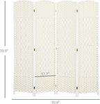 HOMCOM 4 Panel Room Divider, Hand-Woven Freestanding Wall Partition - Image 7