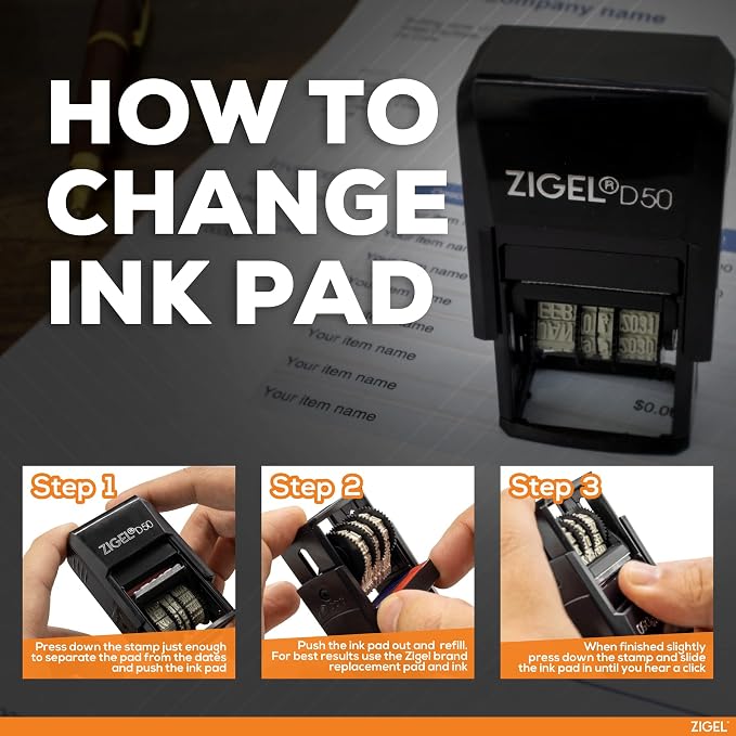 ZIGEL D50 Date Stamp with Your Custom Text - Image 5