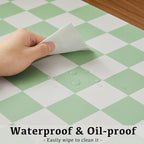 Ohocut Checkered Desk Mat, 31.5" x 15.7" Large Cute Sage Green Aesthetic Retro - Image 4